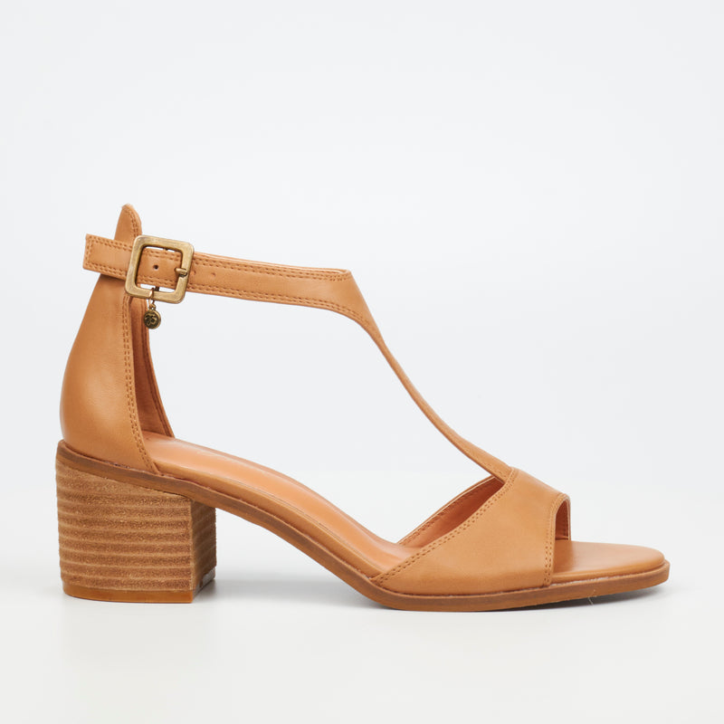 Miss Black Seranno 4 Low Block Heel - Camel footwear Miss Black   