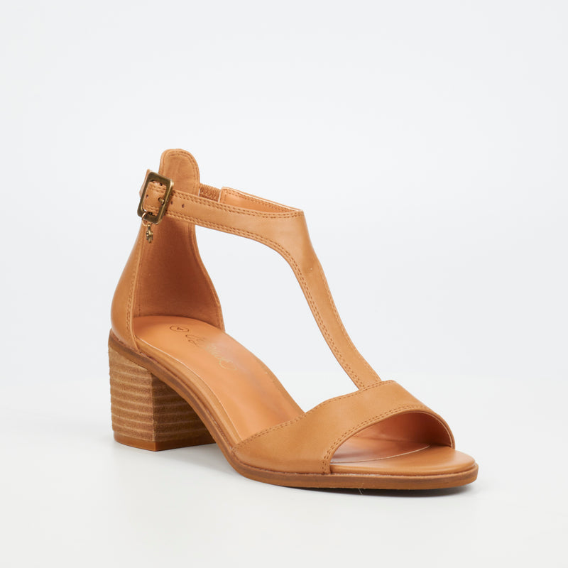 Miss Black Seranno 4 Low Block Heel - Camel footwear Miss Black   