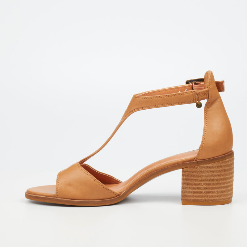 Miss Black Seranno 4 Low Block Heel - Camel footwear Miss Black   