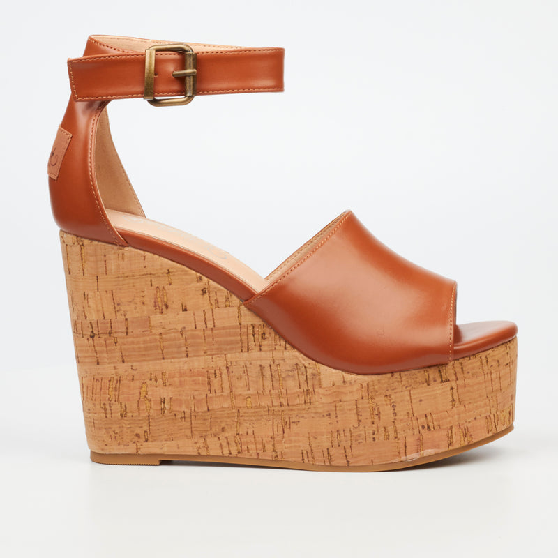 Miss Black Seville 2 Wedge - Tan footwear Miss Black   