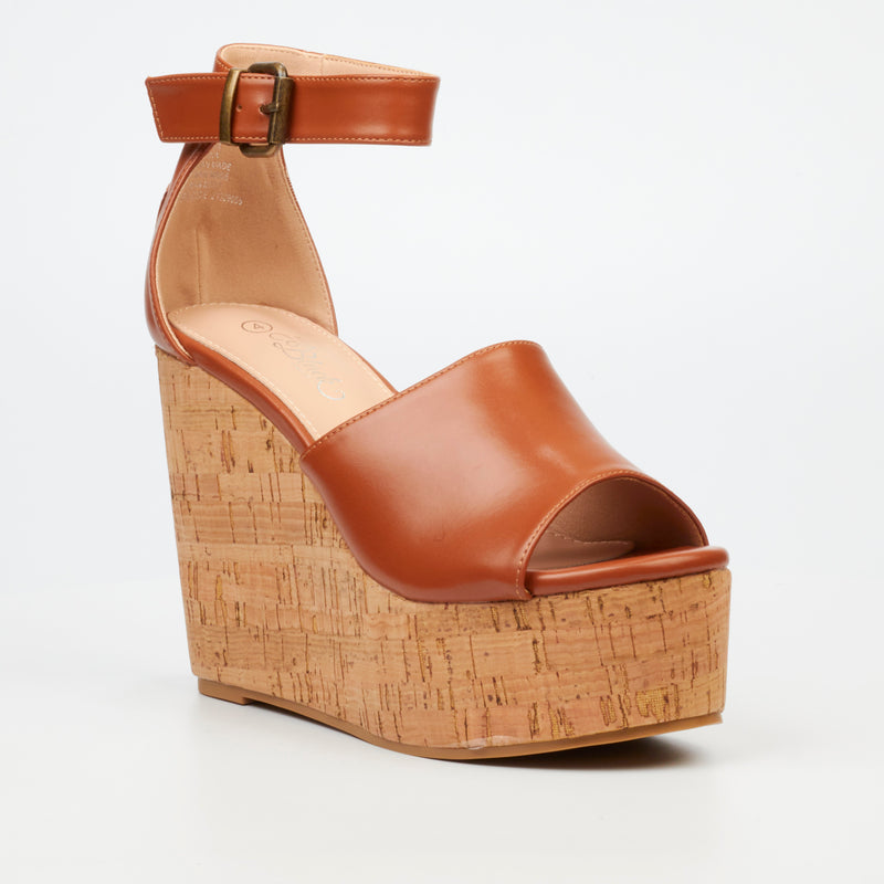 Miss Black Seville 2 Wedge - Tan footwear Miss Black   