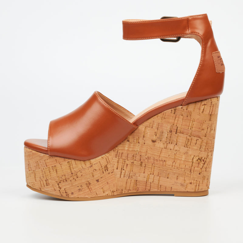 Miss Black Seville 2 Wedge - Tan footwear Miss Black   