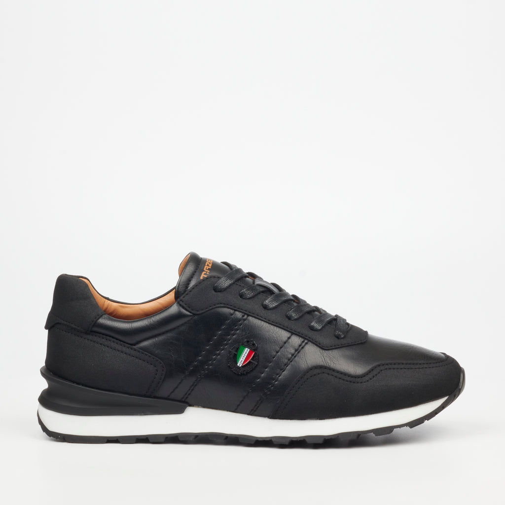 Mazerata Silvio 1 Faux Wax / Faux Nubuck Sneaker - Black footwear Mazerata