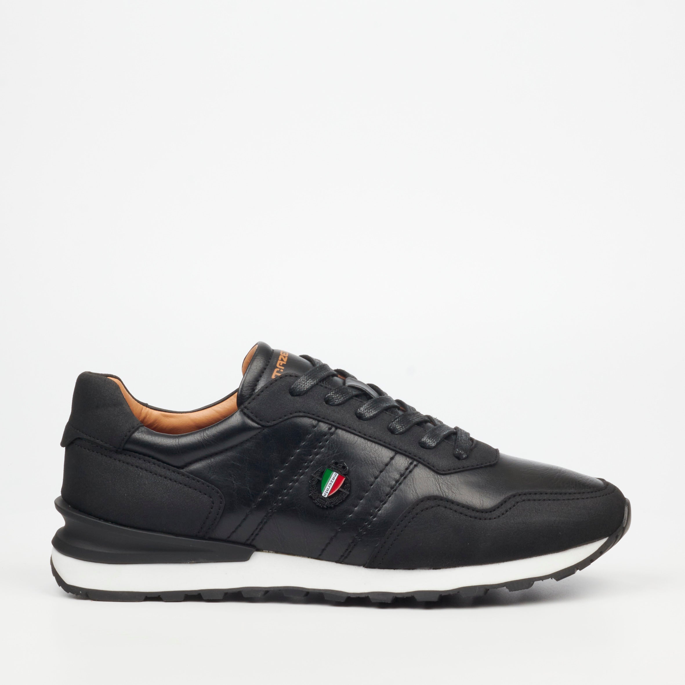 Mazerata Silvio 1 Faux Wax / Faux Nubuck Sneaker - Black footwear Mazerata