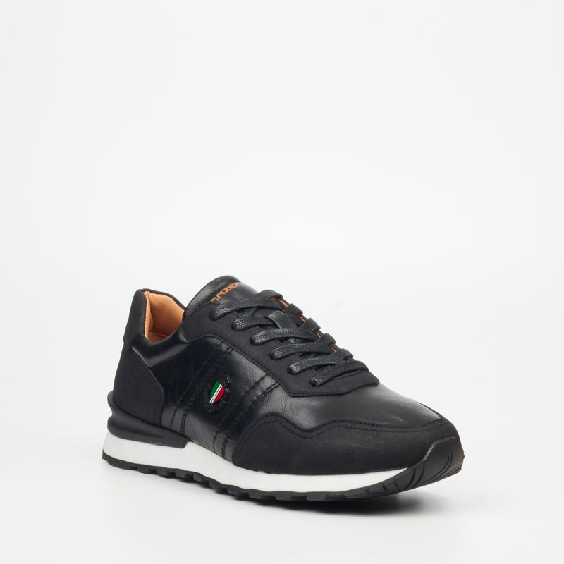 Mazerata Silvio 1 Faux Wax / Faux Nubuck Sneaker - Black