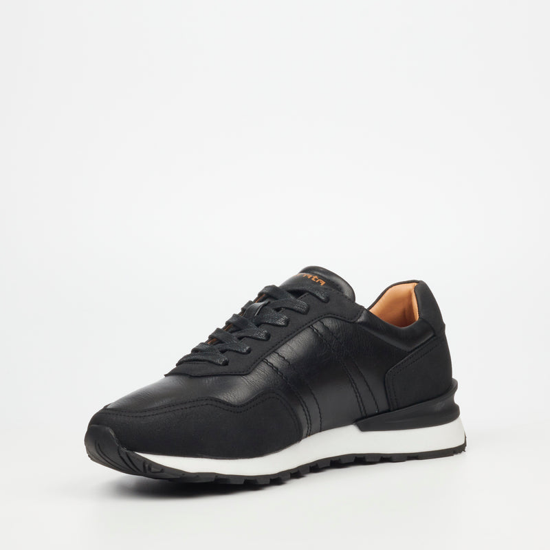 Mazerata Silvio 1 Faux Wax / Faux Nubuck Sneaker - Black
