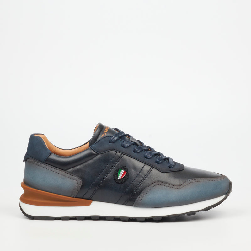 Mazerata Silvio 1 Faux Wax / Faux Nubuck Sneaker - Navy footwear Mazerata