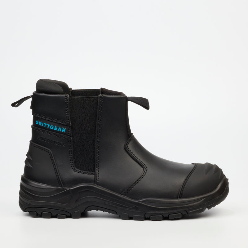 Grittgear Slate S1P Genuine Leather Safety Boot - Black safety Grittgear