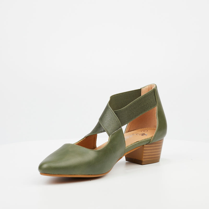 Butterfly Feet Sling 6 Heel - Olive footwear Butterfly Feet   