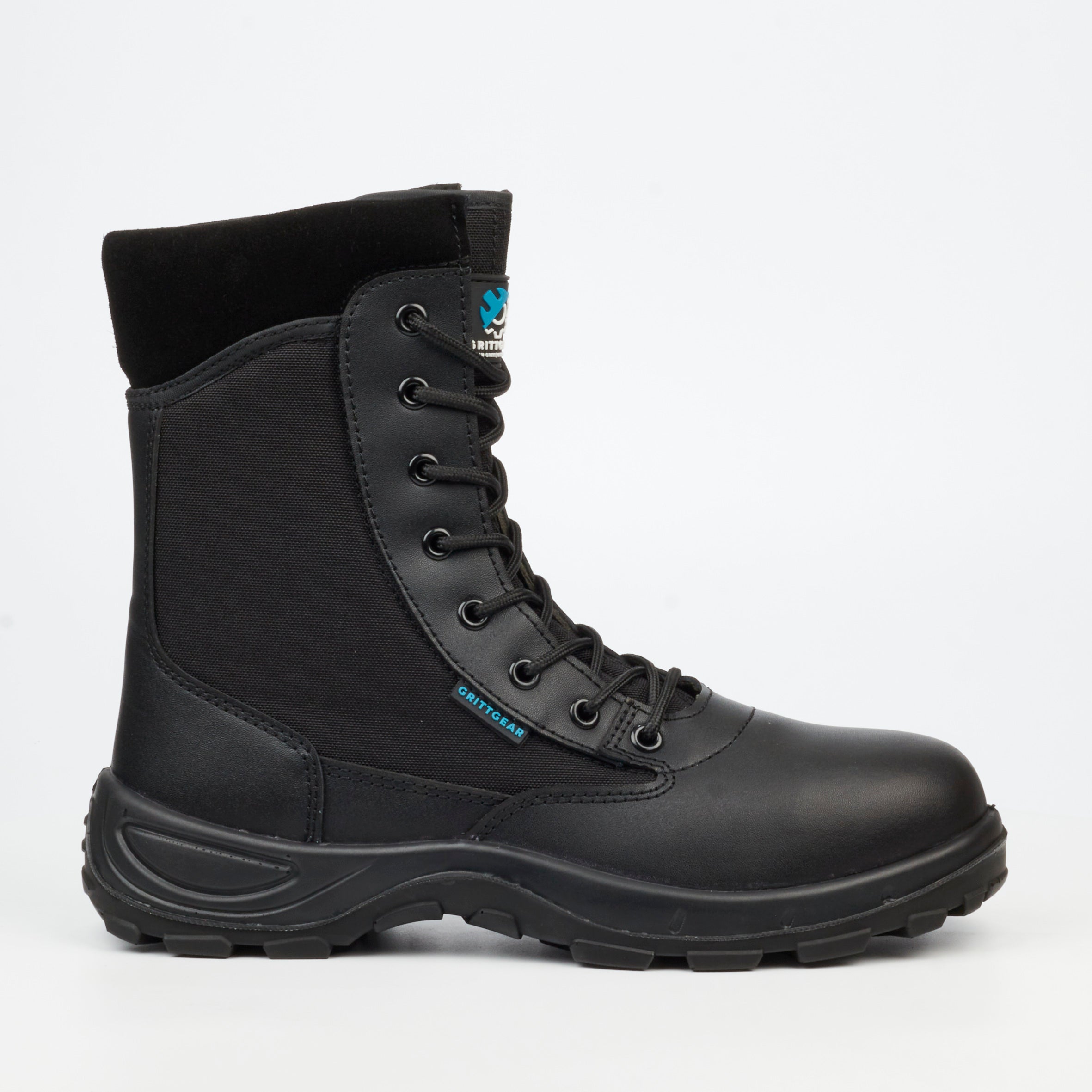 Grittgear Stealth 1 Genuine Smooth Leather / Canvas Ankle Boot - Black safety Grittgear