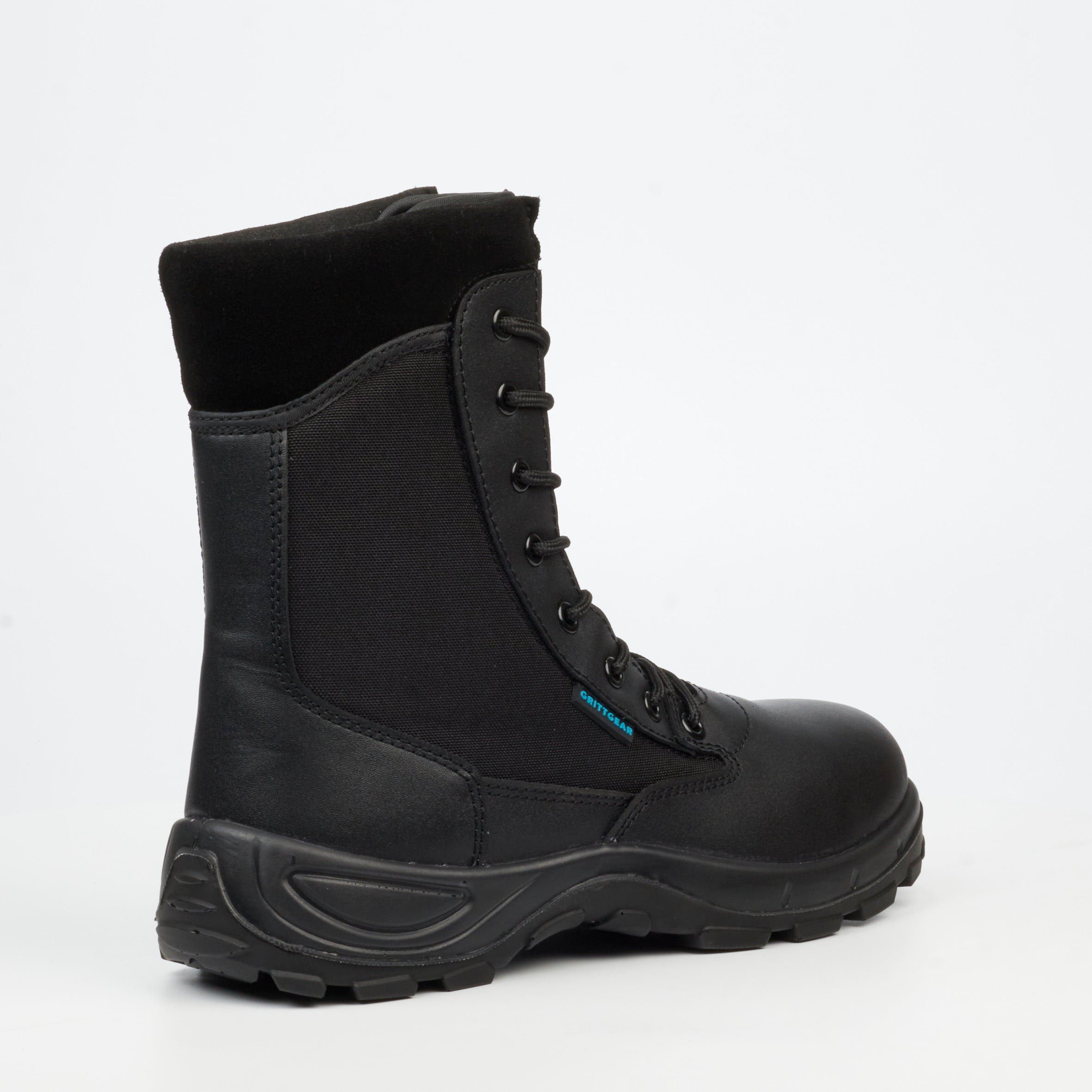 Grittgear Stealth 1 Genuine Smooth Leather / Canvas Ankle Boot - Black safety Grittgear