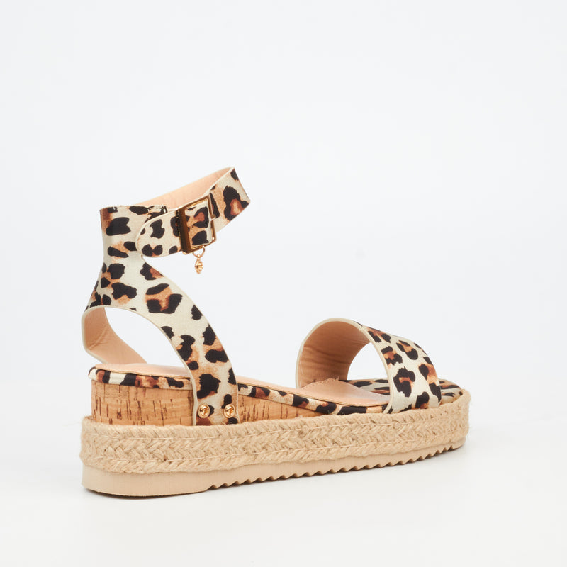 Miss Black Steffi 3 Wedge - Leopard