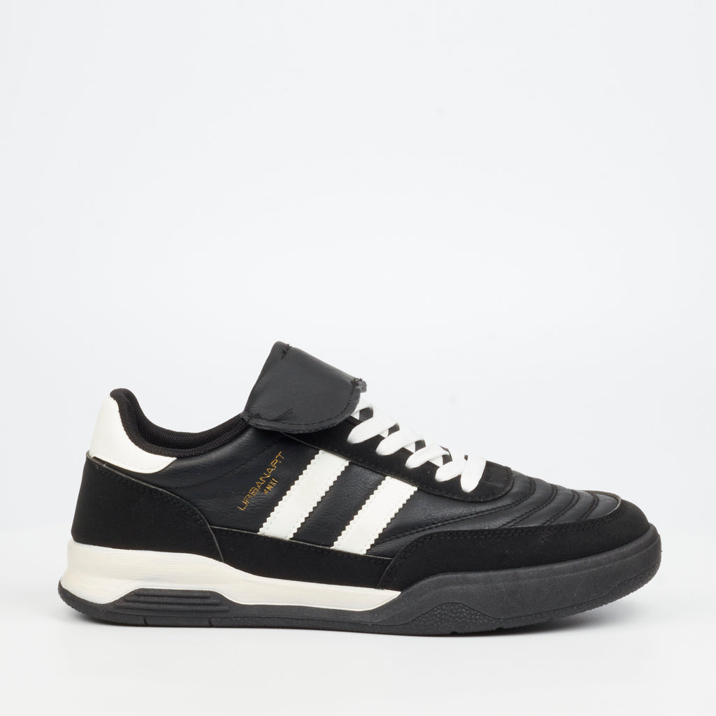 Urbanart Stud 1 Faux Wax / Faux Nubuck Sneaker - Black footwear UBRT