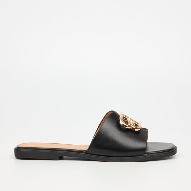 Miss Black Syrup 1 Flat Sandal - Black footwear Miss Black   