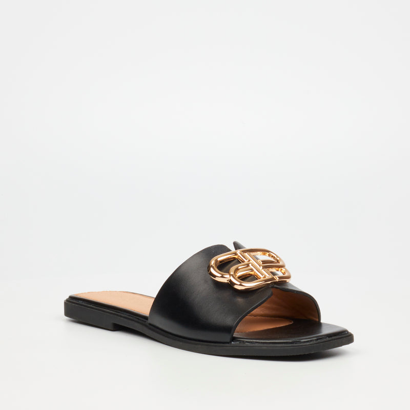 Miss Black Syrup 1 Flat Sandal - Black footwear Miss Black   