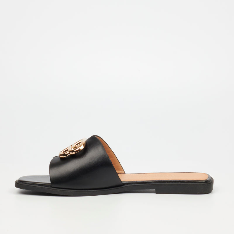 Miss Black Syrup 1 Flat Sandal - Black footwear Miss Black   