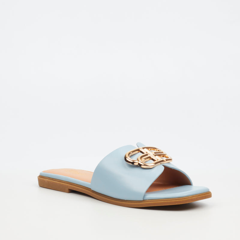 Miss Black Syrup 1 Flat Sandal - Blue footwear Miss Black   