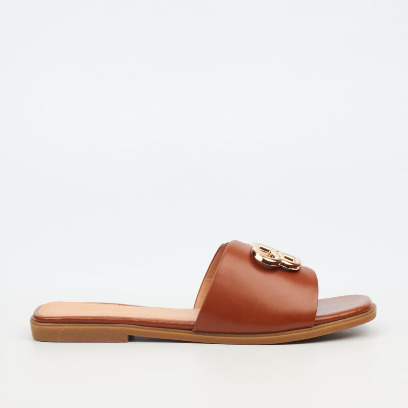 Miss Black Syrup 1 Flat Sandal - Tan footwear Miss Black   