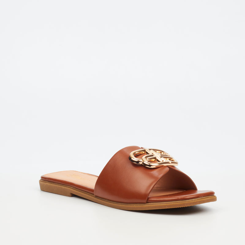 Miss Black Syrup 1 Flat Sandal - Tan footwear Miss Black   