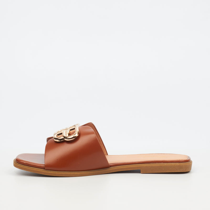 Miss Black Syrup 1 Flat Sandal - Tan footwear Miss Black   