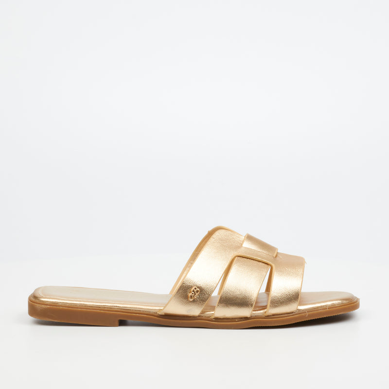 Miss Black Syrup 2 Flat Sandal - Gold footwear Miss Black   