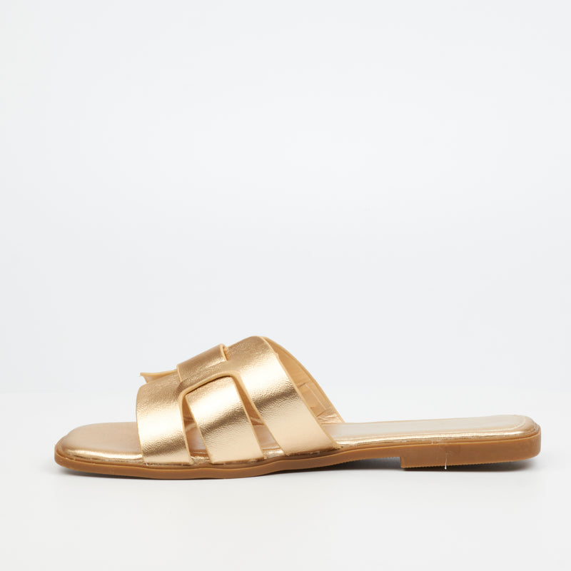 Miss Black Syrup 2 Flat Sandal - Gold footwear Miss Black   