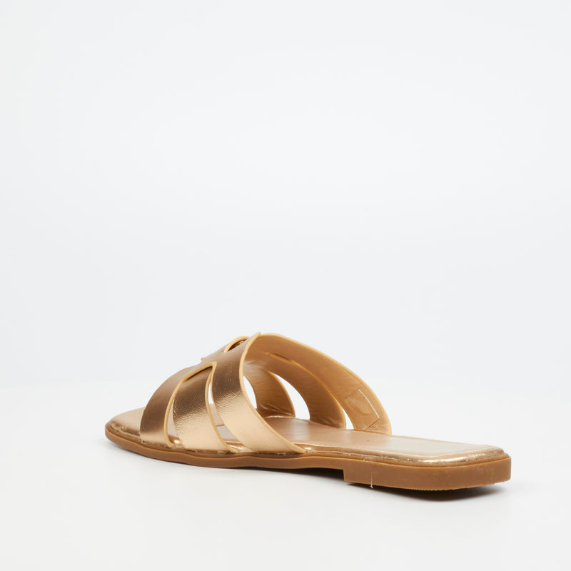 Miss Black Syrup 2 Flat Sandal - Gold footwear Miss Black   