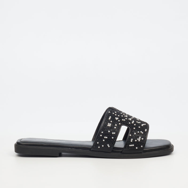 Miss Black Syrup 3 Flat Sandal - Black footwear Miss Black   