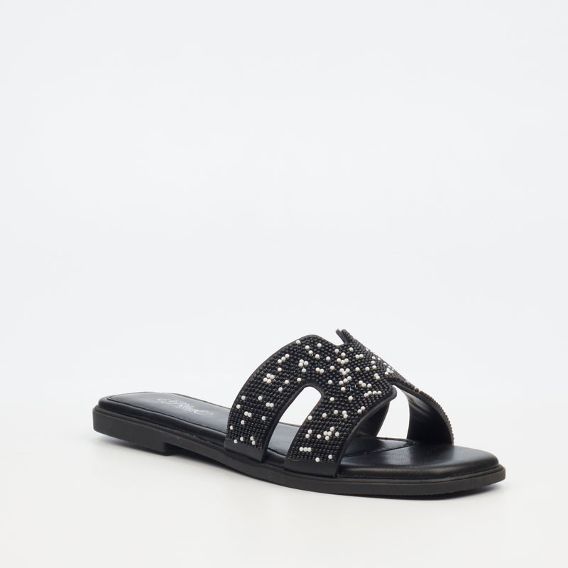 Miss Black Syrup 3 Flat Sandal - Black footwear Miss Black   