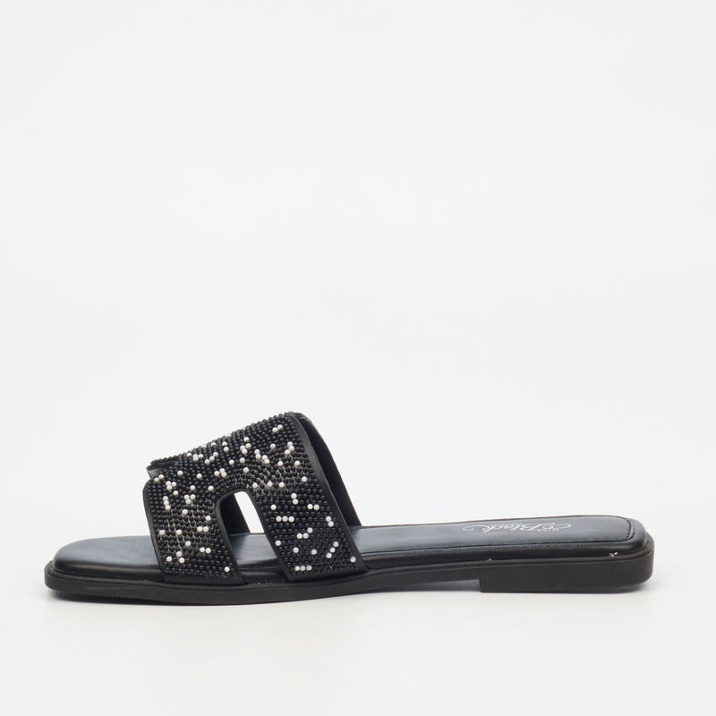 Miss Black Syrup 3 Flat Sandal - Black footwear Miss Black   