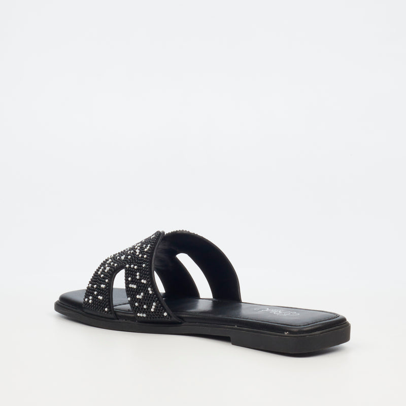 Miss Black Syrup 3 Flat Sandal - Black footwear Miss Black   