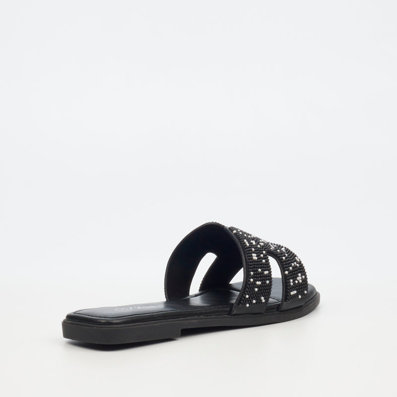 Miss Black Syrup 3 Flat Sandal - Black footwear Miss Black   