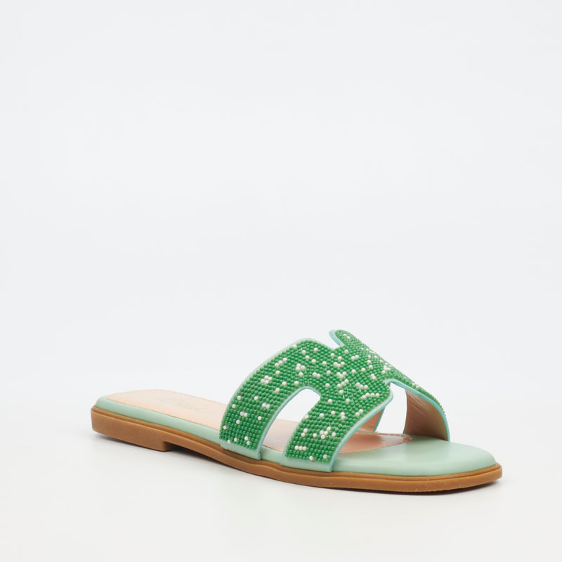 Miss Black Syrup 3 Flat Sandal - Green footwear Miss Black   