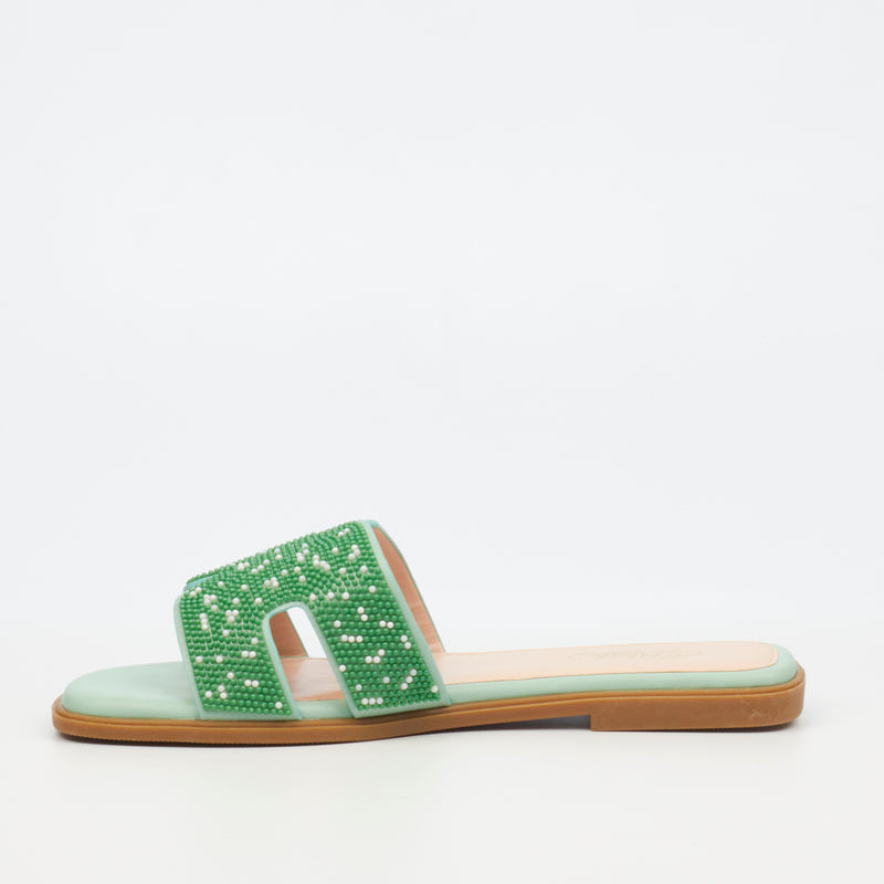 Miss Black Syrup 3 Flat Sandal - Green footwear Miss Black   