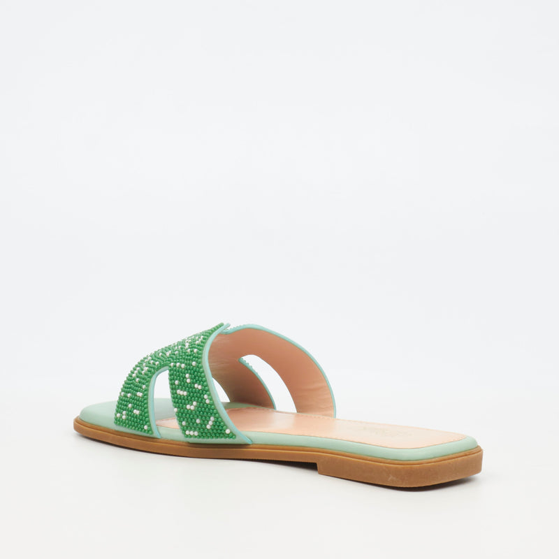 Miss Black Syrup 3 Flat Sandal - Green footwear Miss Black   