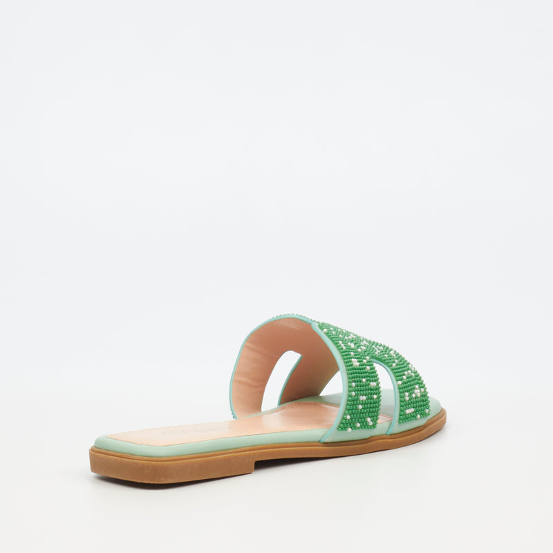 Miss Black Syrup 3 Flat Sandal - Green footwear Miss Black   