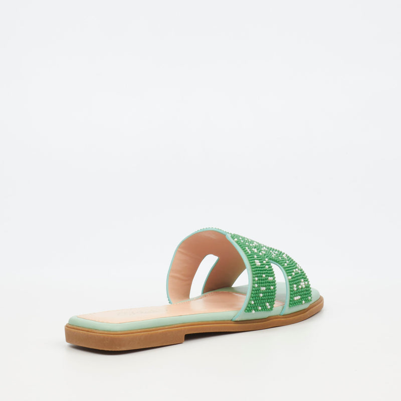 Miss Black Syrup 3 Flat Sandal - Green footwear Miss Black   