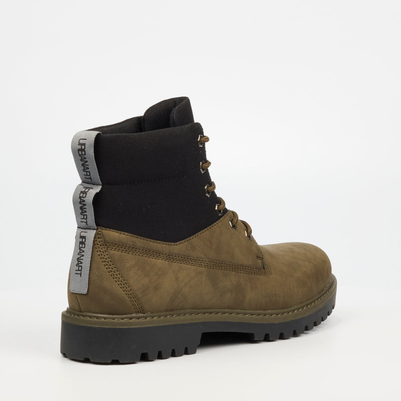 UrbanArt Timba 3 Faux Nubuck / Canvas Ankle Boot - Olive footwear Urbanart   