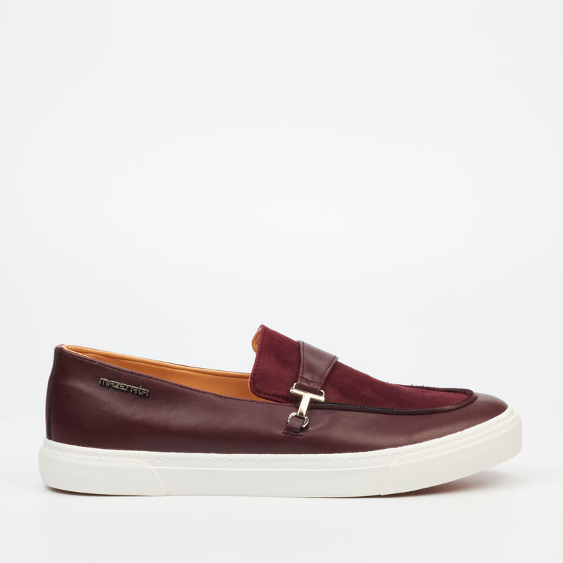 Mazerata Tino 2 Faux Wax / Faux Suede Sneaker - Burgundy footwear Mazerata