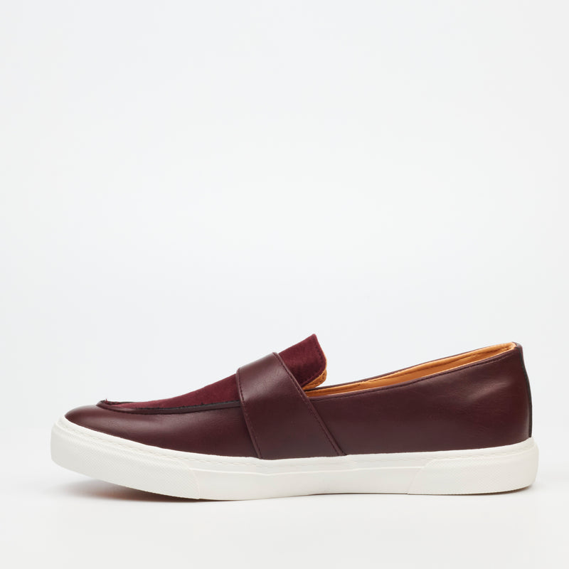 Mazerata Tino 2 Faux Wax / Faux Suede Sneaker - Burgundy footwear Mazerata