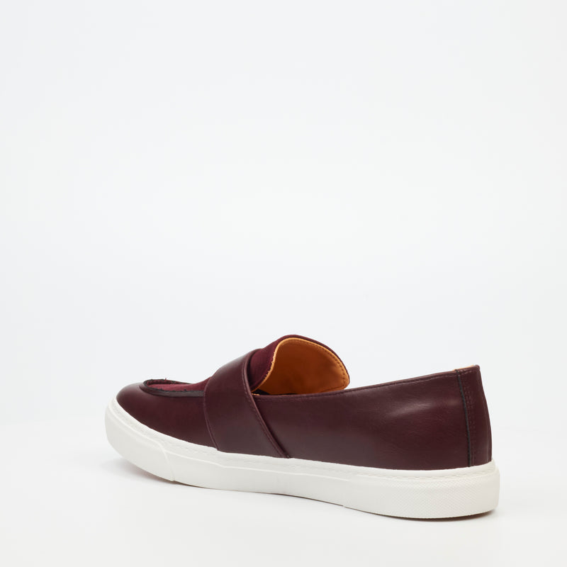 Mazerata Tino 2 Faux Wax / Faux Suede Sneaker - Burgundy footwear Mazerata