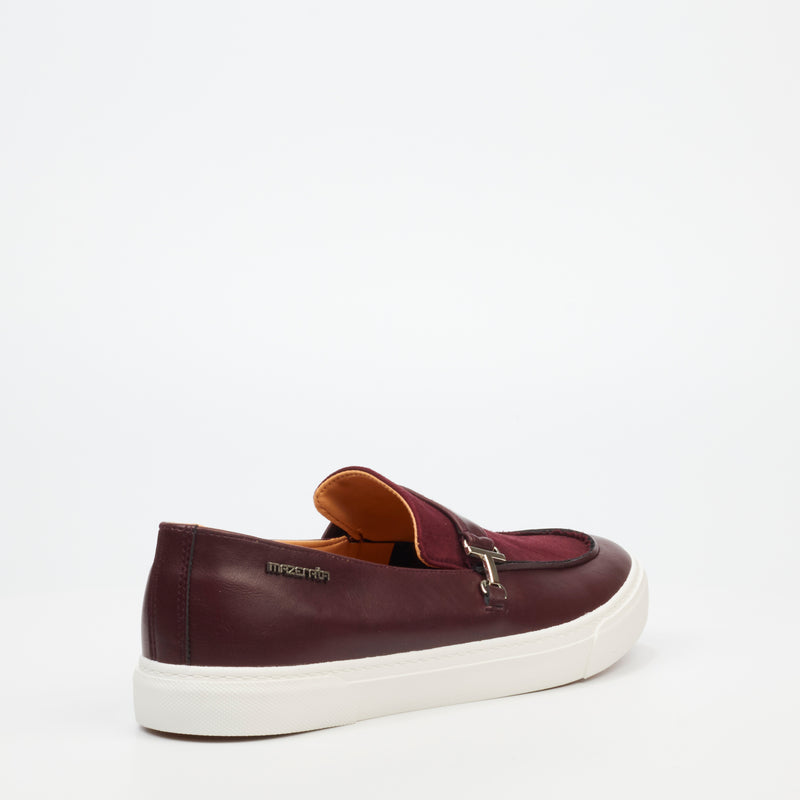 Mazerata Tino 2 Faux Wax / Faux Suede Sneaker - Burgundy footwear Mazerata