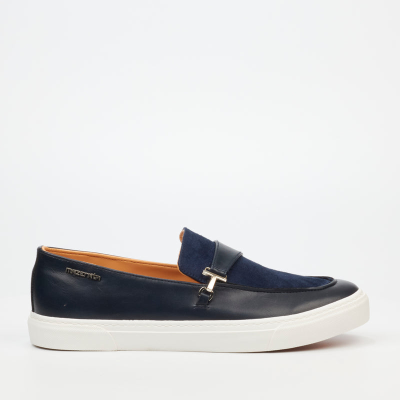 Mazerata Tino 2 Faux Wax / Faux Suede Sneaker - Navy footwear Mazerata