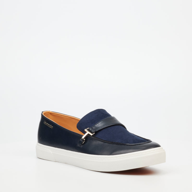 Mazerata Tino 2 Faux Wax / Faux Suede Sneaker - Navy footwear Mazerata