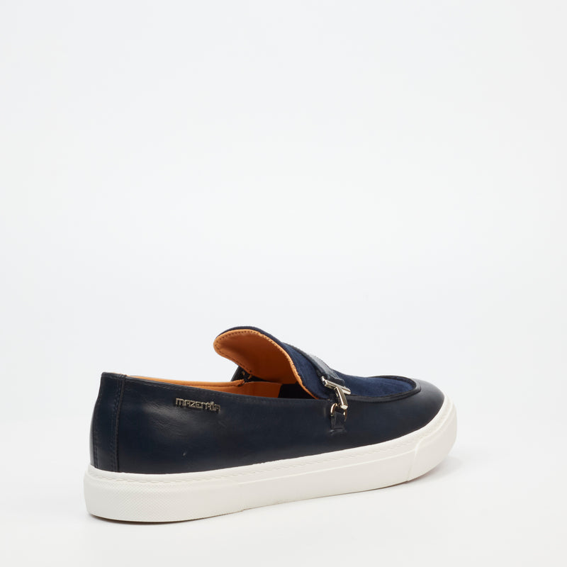 Mazerata Tino 2 Faux Wax / Faux Suede Sneaker - Navy footwear Mazerata