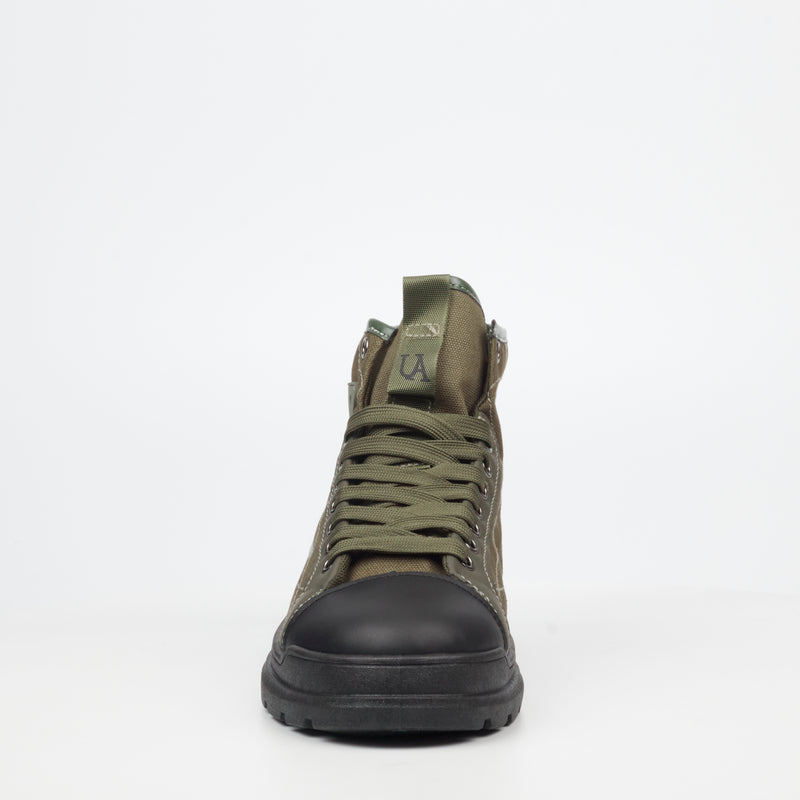 Urbanart Trek 1 Faux Wax / Canvas Ankle Boot - Olive footwear UBRT