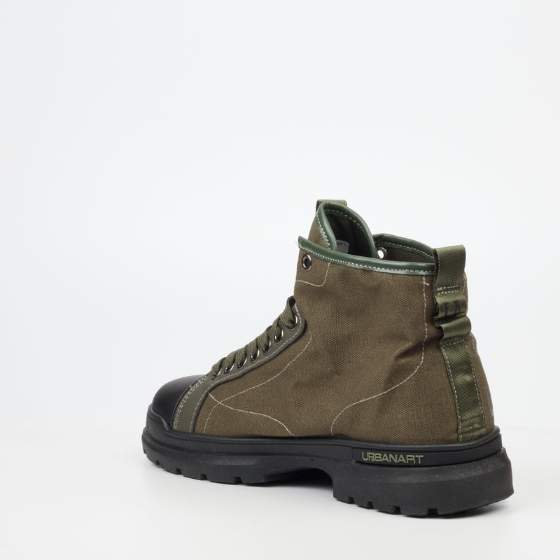 Urbanart Trek 1 Faux Wax / Canvas Ankle Boot - Olive footwear UBRT