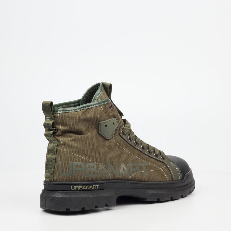 Urbanart Trek 1 Faux Wax / Canvas Ankle Boot - Olive footwear UBRT