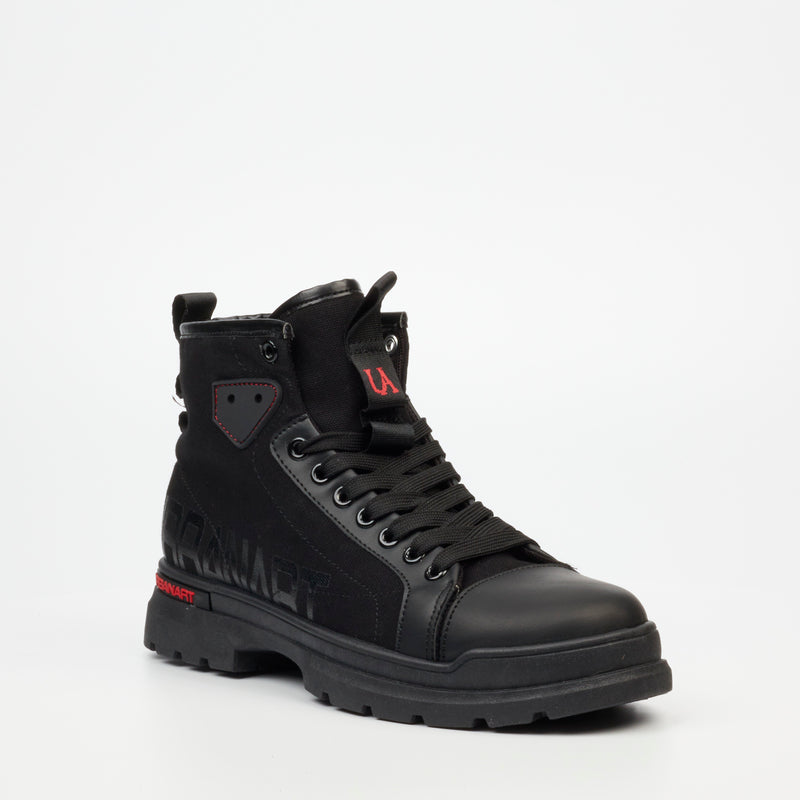 Urbanart Trek 1 Faux Wax / Canvas Ankle Boot - Black footwear UBRT