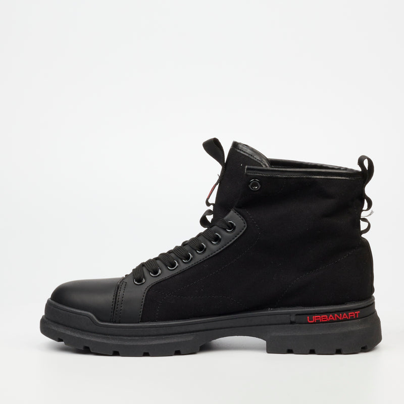 Urbanart Trek 1 Faux Wax / Canvas Ankle Boot - Black footwear UBRT